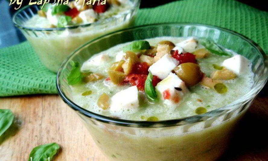 Рецепт огуречно-кабачковый холодный суп с моцареллой