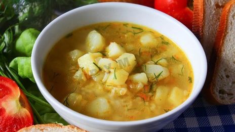 куриный суп с рисом и картошкой