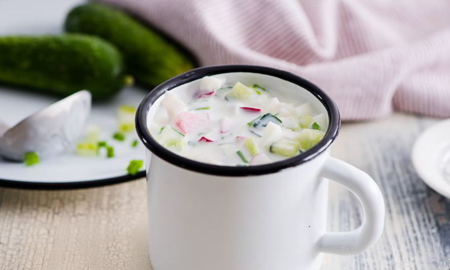 Рецепт легкая окрошка с редиской, на кефире