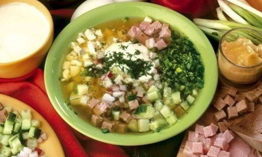Рецепт мясная окрошка со свежим огурцом