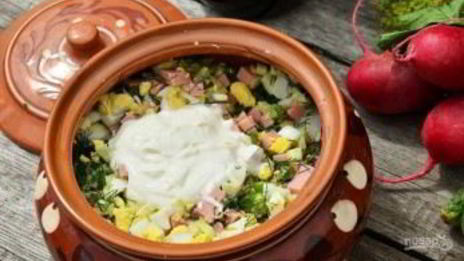 окрошка классическая с колбасой на квасе