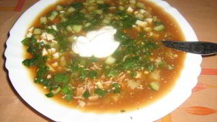 Окрошка мясная на квасе