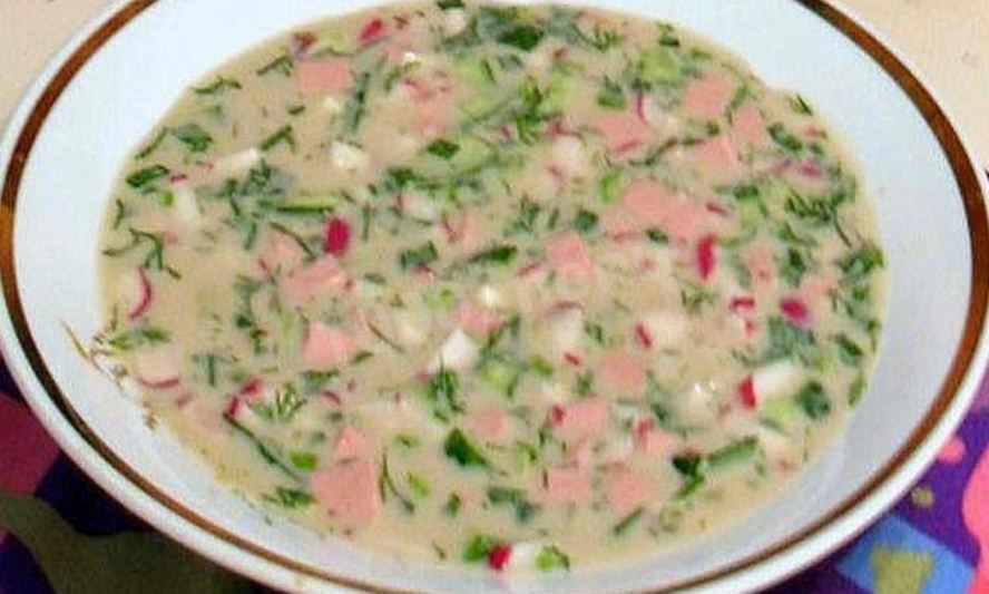 Рецепт окрошка на кефире классическая с колбасой