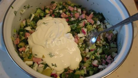 окрошка на кефире классическая с колбасой