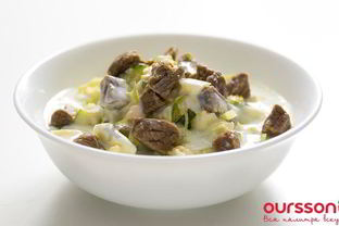 Окрошка на кефире с говядиной