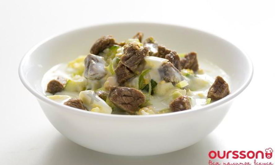 Рецепт окрошка на кефире с говядиной