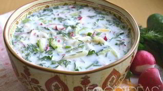 Окрошка на кефире с минералкой