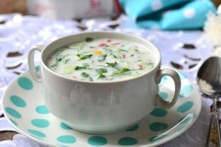 Окрошка на кефире с щавелем