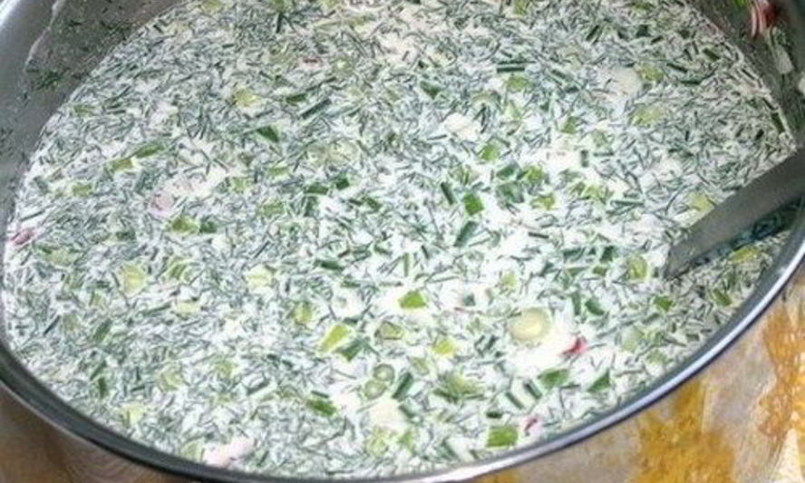 Рецепт окрошка на курином бульоне