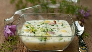 Окрошка на сметане и минеральной воде