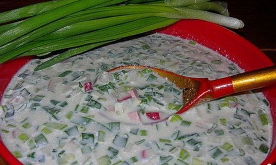 Рецепт окрошка на сыворотке с колбасой