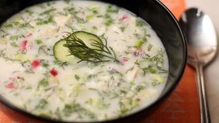 Окрошка на тане с курицей