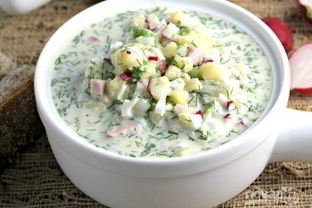 Окрошка на воде и сметане