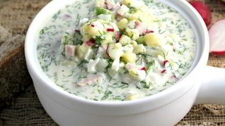 Окрошка на воде и сметане