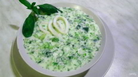 окрошка с кальмарами