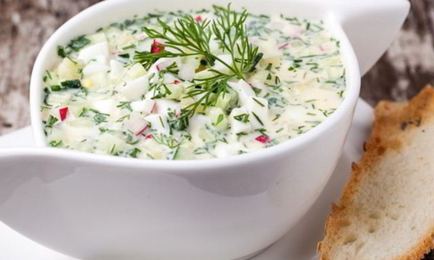 Рецепт окрошка с кефиром, чесноком и сахаром