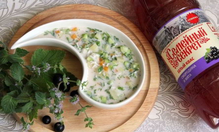 Рецепт окрошка с морковной ботвой и белым квасом