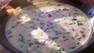 Окрошка с сельдереем на кефире