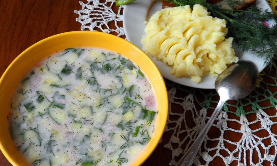 Рецепт окрошка с вареной колбасой