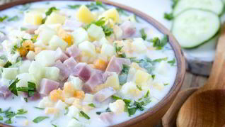 Окрошка с ветчиной и таном