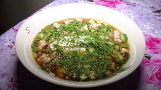 Постная окрошка с грибами