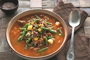 Быстрый овощной суп с фаршем