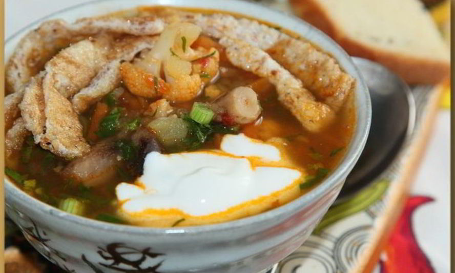 Рецепт овощной суп с белково-кунжутным омлетом