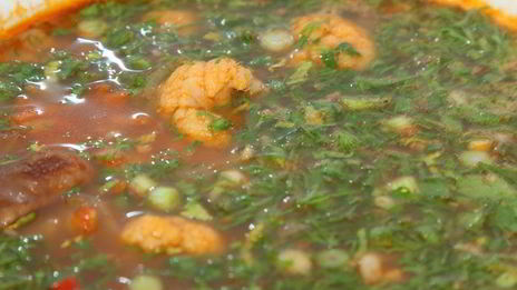 овощной суп с белково-кунжутным омлетом