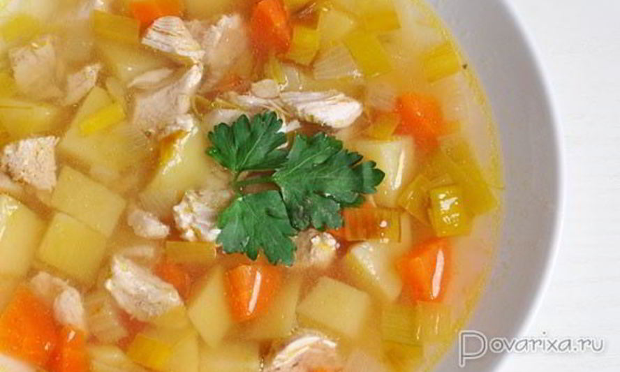 Рецепт овощной суп с луком-пореем