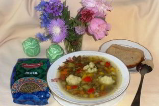 Овощной суп с машем и цветной капустой