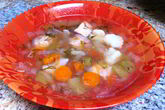 Овощной суп с семгой
