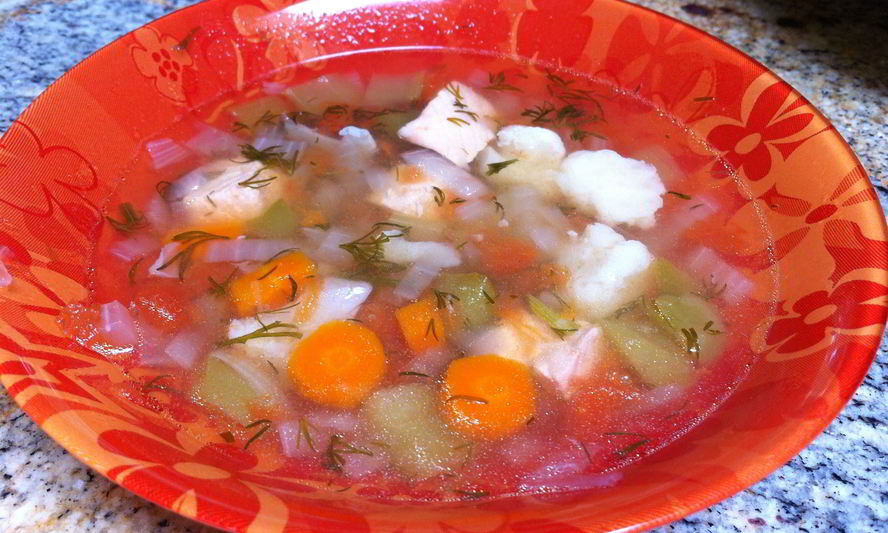 Рецепт овощной суп с семгой