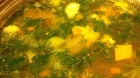 овощной суп с семгой