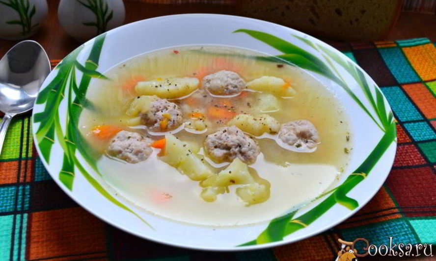 Рецепт овощной суп с цветной капустой и фрикадельками