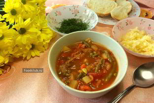 Суп Минестроне с беконом и стручковой фасолью