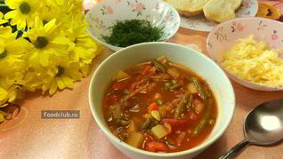 Суп Минестроне с беконом и стручковой фасолью