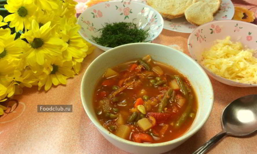 Рецепт суп минестроне с беконом и стручковой фасолью