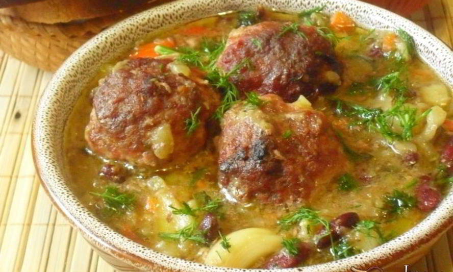Рецепт запеченный овощной суп с мясными фрикаделями