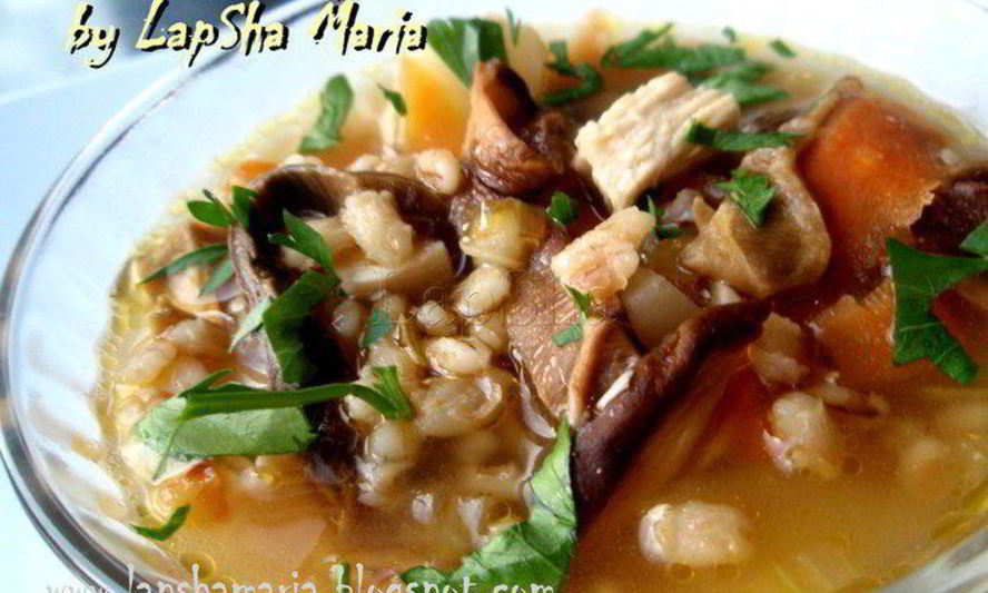 Рецепт грибная похлебка с перловкой и курицей