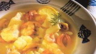 Похлебка из мидий и креветок