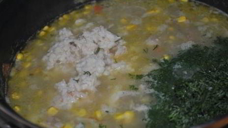 похлебка с крабами и кукурузой