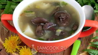 Постный грибной суп из замороженных грибов