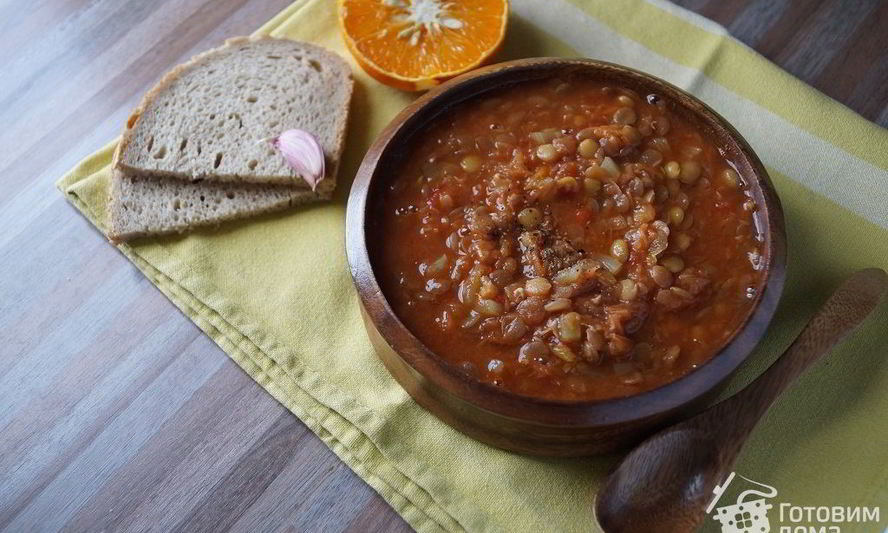 Рецепт пряный чечевичный суп без масла