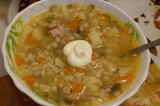 Рассольник на курином бульоне из мультиварки