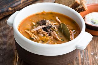 Рассольник на утином бульоне с потрохами