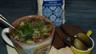 Рассольник с грибами и перловой крупой