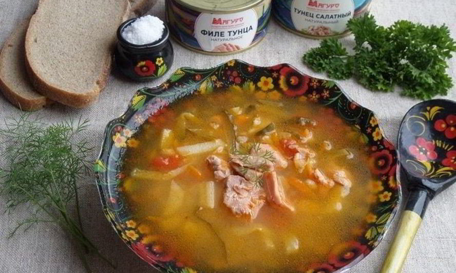 Рецепт рассольник с тунцом