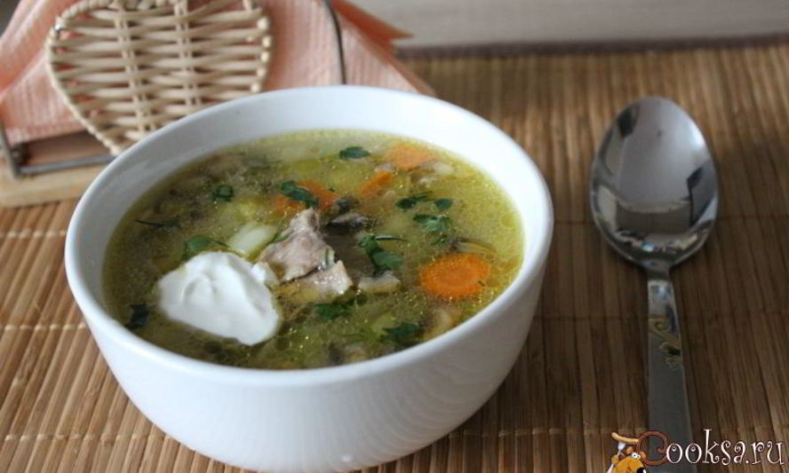 Рецепт вкуснейший рассольник с шампиньонами на говяжьем бульоне