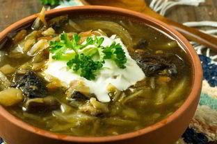 Постные грибные щи с черносливом