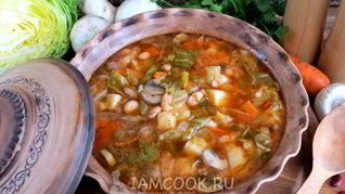 Постные щи с фасолью